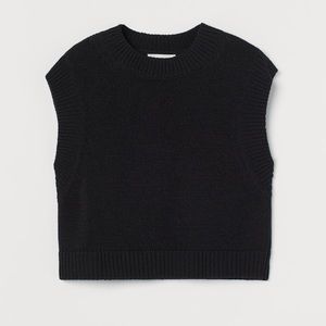 H&M Boxy Knit Sweater Vest Black